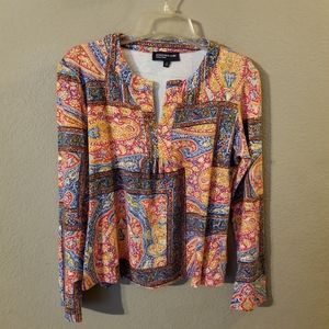 Jones New York Signature Women's Multicolor Long Sleeve Top Size Large